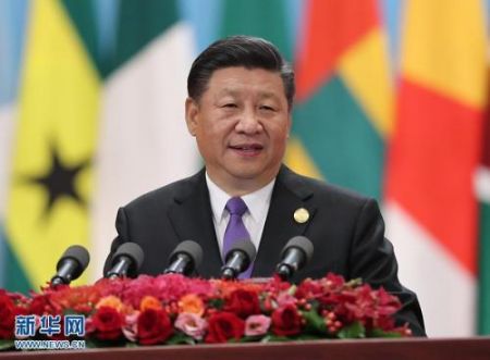 　　9月3日，中非合作论坛北京峰会在人民大会堂隆重开幕。中国国家主席习近平出席开幕式并发表主旨讲话。 新华社记者 刘卫兵 摄