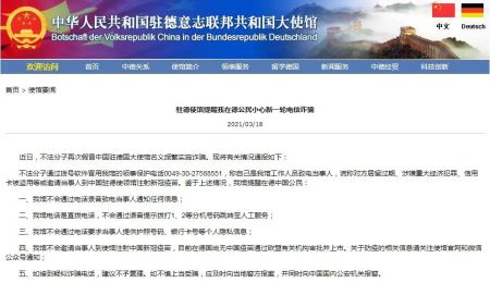 　驻德国使馆网站截图
