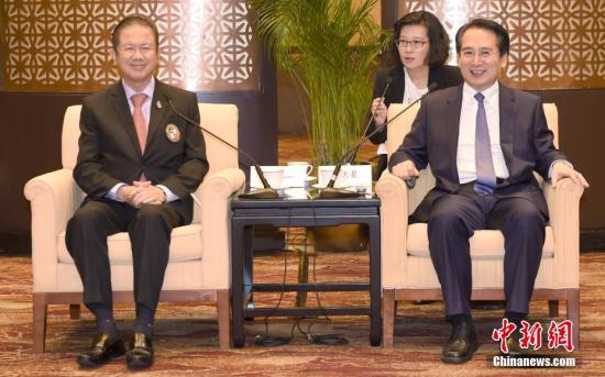 9月12日，中国国务院侨办副主任谭天星在北京会见泰国青年企业家协会访华团。中新社记者