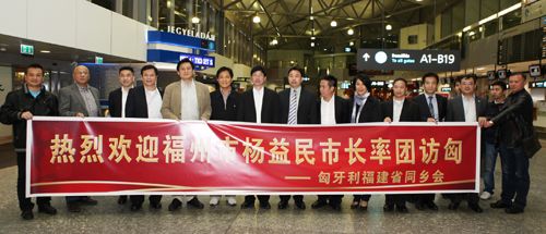 福建同乡会部分成员在机场欢迎杨益民市长率团访问匈牙利