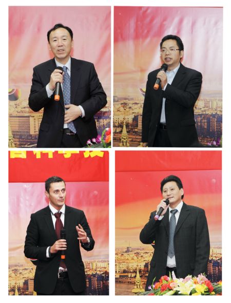 科学技术协会副主席梁晋阳讲话，使馆科技组负责人一等秘书陈一斌讲话，匈牙利国家贸易发展署副总裁