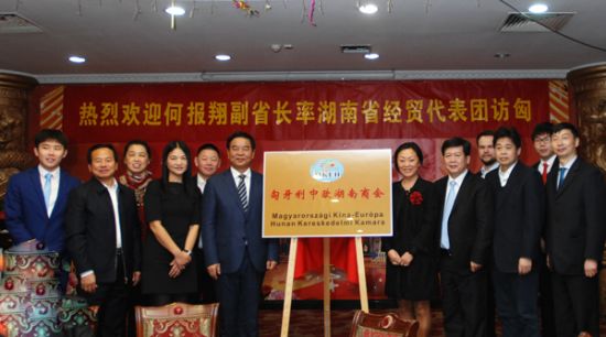 湖南省何报翔副省长为商会成立揭牌。