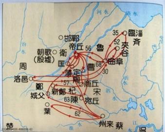 孔子周游列国示意图